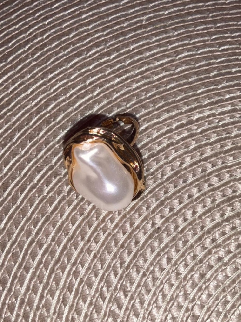 Gold Pearl Statement Ring - Cream Pearl Cocktail Ring